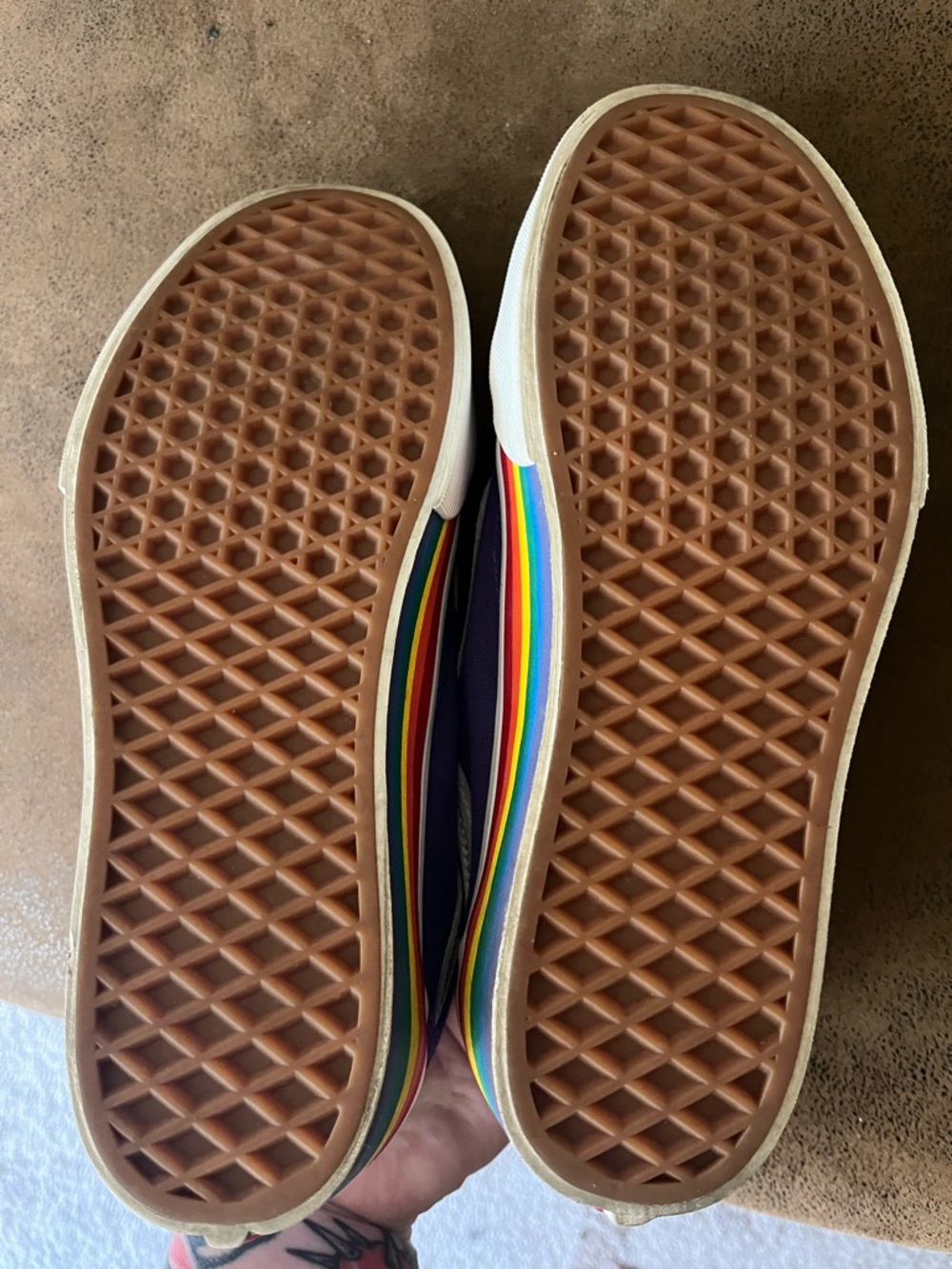 Purple Suede Low-Top Vans Sneakers with Rainbow Platform - Picture 4 of 4